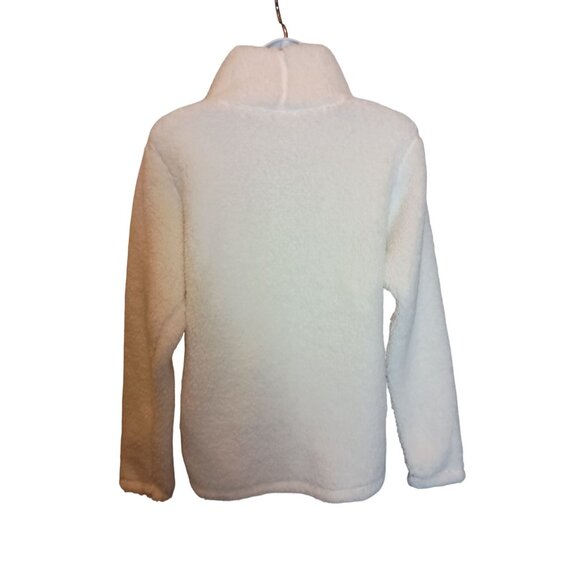 St. John's Bay Faux Fur Sherpa Pullover Long Sleeve Women Sweater White - Picture 6 of 8